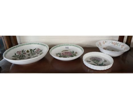 3 pieces of Portmeirion Botanical Garden &amp; Wedgwood cottage rose bowl