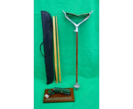 Shooting stick, billiard cue &amp; model Volvo truck