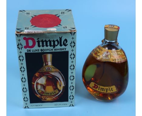 Boxed bottle of Dimple Scotch whiskey