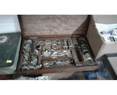 A late 19th / early 20th Century mahogany cased opticians eye testing set, the brass plaque engraved James R Fordham