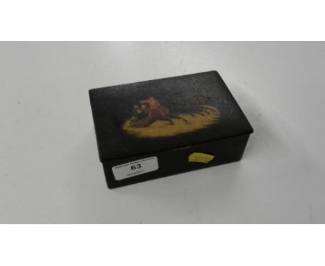 A Russian black lacquered trinket box