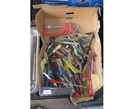 BOX CONTAINING VARIOUS TOOLS ETC