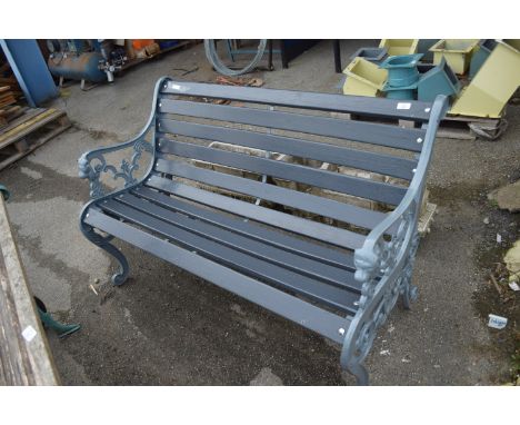 METAL FRAMED WOODEN GARDEN BENCH