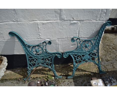PAIR OF DECORATIVE CAST METAL BENCH ENDS