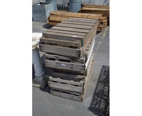 TEN VINTAGE WOODEN APPLE BOXES