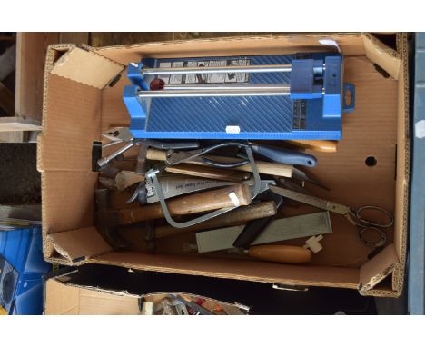 BOX CONTAINING TILE CUTTER AND TOOLS