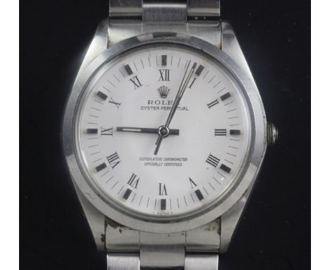 A gentleman's early 1980's stainless steel Rolex Oyster Perpetual superlative chronometer wrist watch, with Roman dial, model