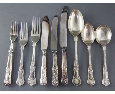 A 20th century part canteen of silver King's pattern cutlery by Viners Ltd, comprising fifty five items, Sheffield, 1957-1963