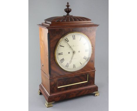 James Markwick, London. A Regency mahogany bracket clock, with plain architectural case and painted dial, unsigned twin fusee