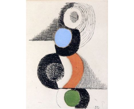 Sonia Delaunay (1885-1979) etching Rhythm Dance, 1961 signed in pencil, 39/100 8.25 x 6.25in.