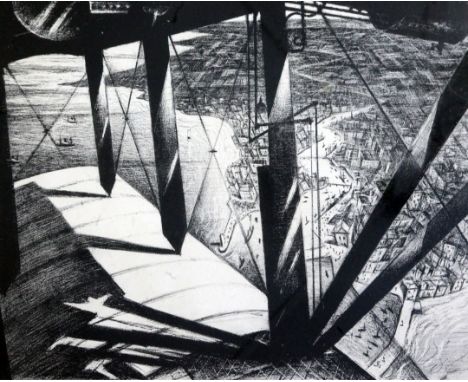 § Christopher Richard Wynne Nevinson (1889-1946) lithograph Aerial view (from a Paris Plane) signed in pencil 17 x 20.5in.