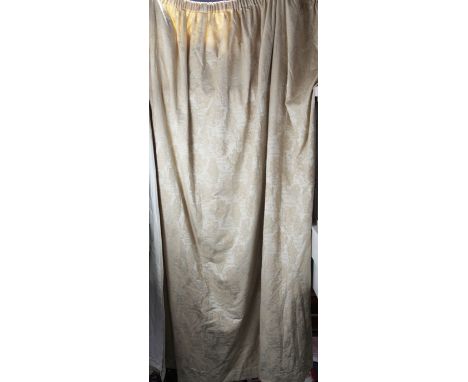 A pair of cream tapestry style fabric curtains, with pelmet, W.15ft 4in. Drop 1ft 10in.