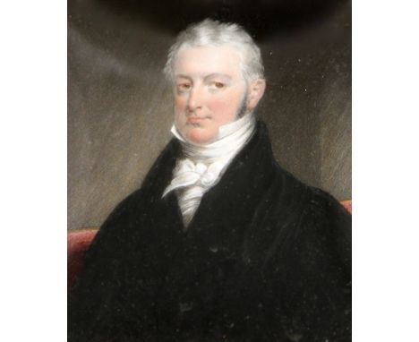 Thomas Hargreaves (1774-1847) oil on ivory Miniature portrait of Rev. Thomas Oldham inscribed verso and dated 1832 4 x 3.25in