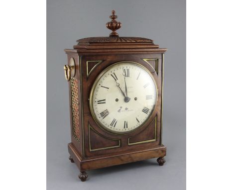 Keeling, Kings Cross. An early Victorian mahogany bracket clock with painted dial signed Keeling, Lansdowne Terrace, Kings Cr