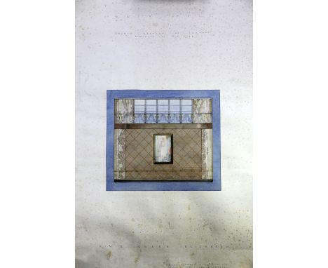 RMS Queen Elizabeth. A Cunard White Star Ltd Decorative Architects Department watercolour on paper, design for the main hall,