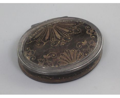 A late 18th century tortoiseshell, piqué and white metal snuff box, 3.25in.