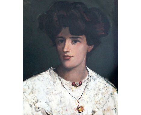 Ruskin Spear (1911-1990) oil on canvas Portrait of a lady wearing a white blouse signed 24 x 20in.