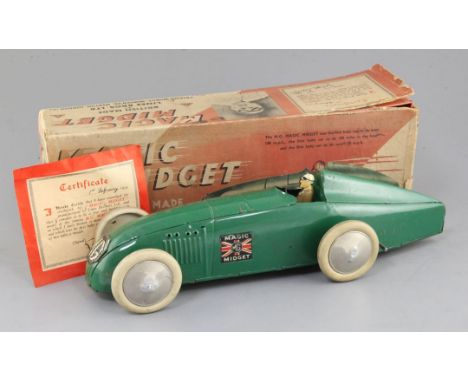 A Lines Bros tinplate clockwork Magic MG Midget, in original box with certificate