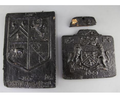 Two 16th century carved wooden armorials one inscribed '1600 Esq. Sackvill. Crow. of Brad-sted in the Cunty. of Kent', the ot