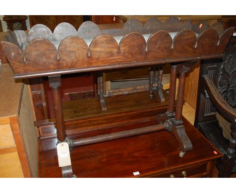 A Victorian rosewood long planter having removable inner liner, and raised on twin turned end supports, united by central str
