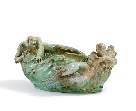 GROßE JARDINIERE "TRITON UND NEREIDE". Schmutzer, Emmanuel. KPM, Berlin. Datierung: Entwurf 1898. Material: Porzellan, farbig