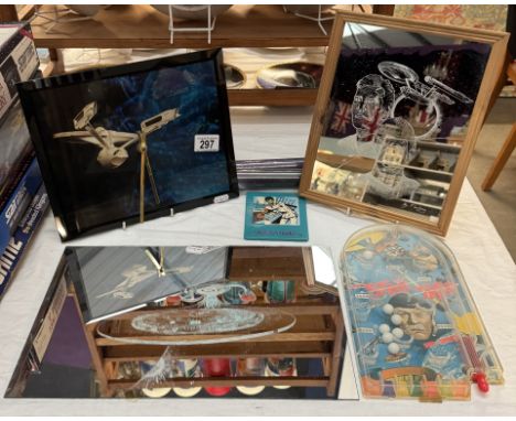 An original Star Trek toy pinball machine, a Spock puzzle, 2 posters, mirrors &amp; clock