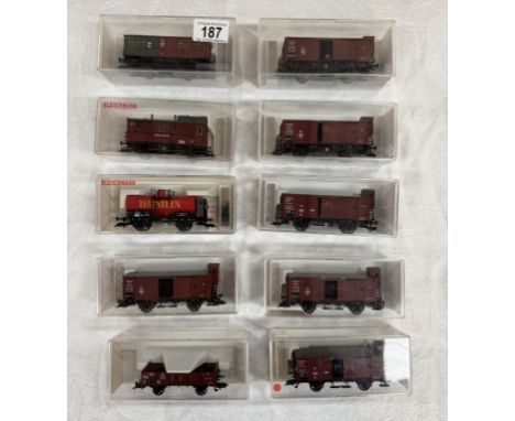 10 Boxed Fleischmann HO gauge rolling stock 5816 x 6, 5840, 5850, 5846 &amp; 5830