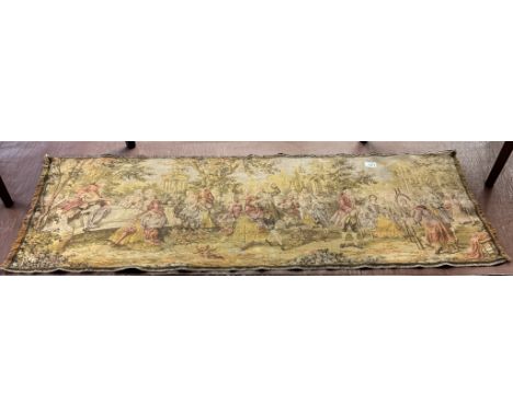 A tapestry of a classical gathering scene - 48cm x 143cm COLLECT ONLY
