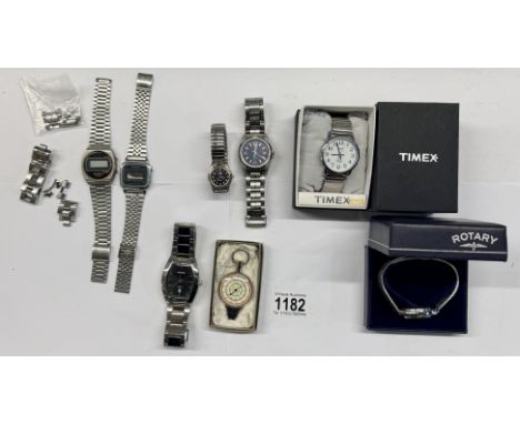 A quantity of wrist watches including Timex Indiglo, Rotary automatic etc