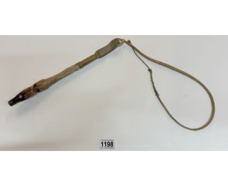 A rare early taxidermy deer leg fox hunting whistle / whip