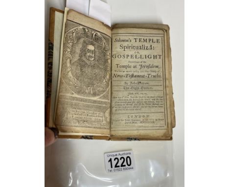 Bunyan, John - Solomon's Temple Spiritualized or Gospel-Light printed by John Marshall at the Bible in Grace, 1727, London. R