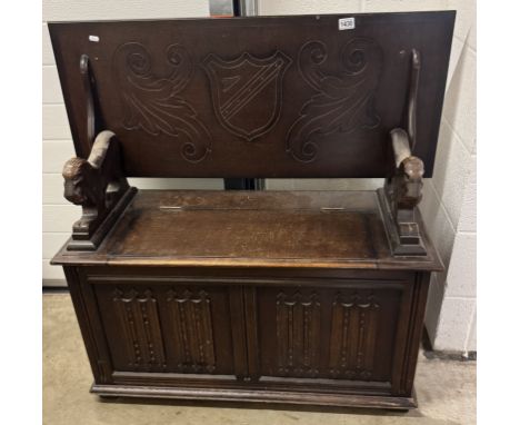A 1950's oak Monks bench COLLECT ONLY