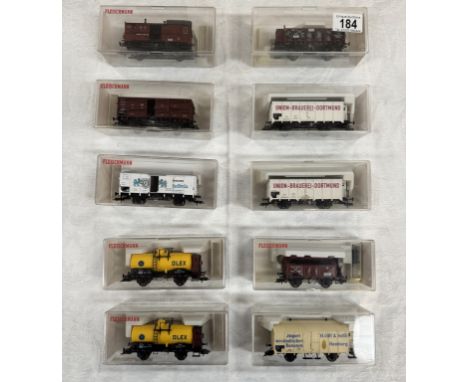 10 Boxed Fleischmann HO gauge rolling stock. 5831, 5833 x 2, 5834, 5837, 5840, 5841 x 2 &amp; 5845 x 2