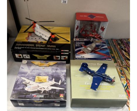 5 miscellaneous boxed die cast model aircraft including Red Arrows, Avro York, Fairey Gannet & Chinook helicopter (A/F)Mostly