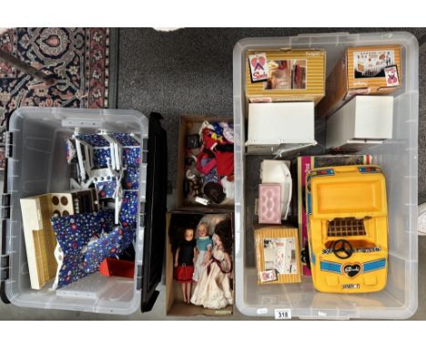 A good lot of Sindy boxed items , Bussy, wardrobe, dressing table etc. plus garden furniture, Dolls, clothes &amp; shoes etc.