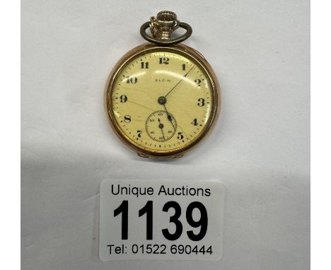 A 14ct gold Elgin pocket watch. Elgin, USA 15 Jewels