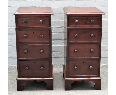 A pair of mid-18th century style mahogany four drawer pedestals on bracket feet, 36cm wide x 77cm high. 