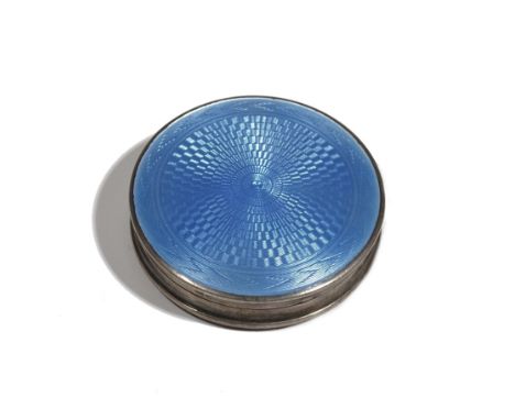 A silver and pale blue enamelled lady's circular powder compact, Birmingham 1930.