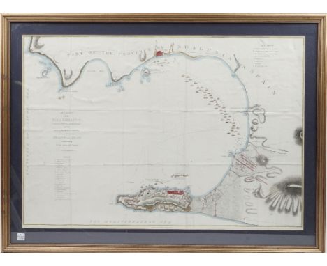 GIBRALTAR - A Chart of the Bay of Gibraltar, including a small Plan of that Fortress, with the Position of the Military and N