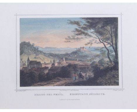 Sechs Grafiken mit Stadtansichten u.a. Kronstadt Siebenbürgen, 19./20. Jh. U.a. von Hans Hermann. Verschiedene Drucktechniken