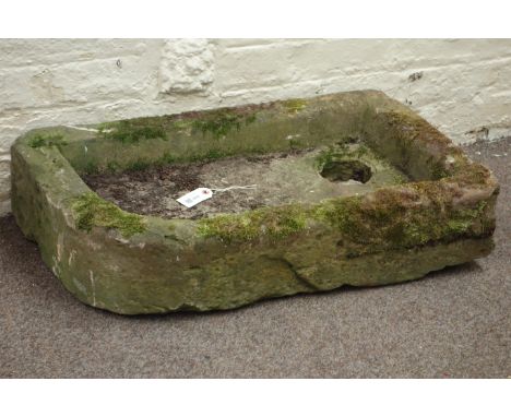 Rectangular Yorkshire stone shallow trough, 61cm x 45cm