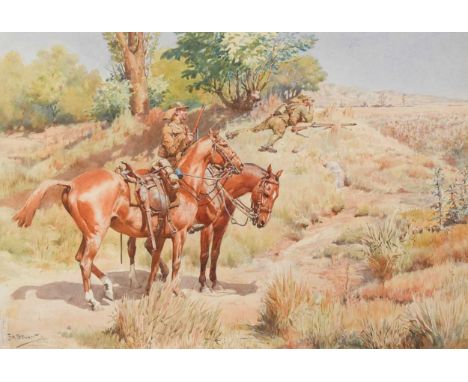 Frank Algernon Stewart (1877-1945) On the lookout, Second Boer Warsigned lower left 'F A Stewart'watercolour on paper32 x 47c