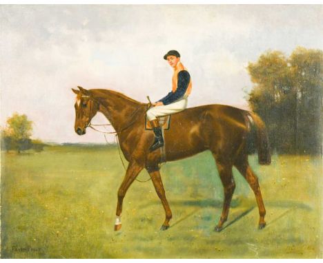 Isaac Cullin (1859-1942)  The racehorse Pretty Polly with jockey up  signed and dated lower right 'Isaac Cullin / 1904' oil o