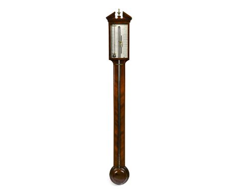 James Gatty, No.132 Holborn, a mahogany stick barometer, early 19th century,  with signed silvered register below broken pedi