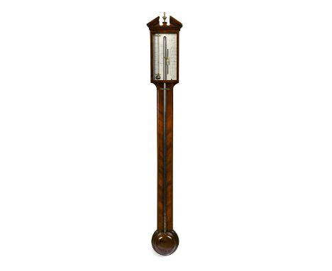 James Gatty, No.132 Holborn, a mahogany stick barometer, early 19th century,  with signed silvered register below broken pedi