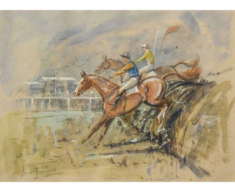 § Lionel Edwards RI (1878-1966) Sandown Parksigned lower left 'Lionel Edwards' and inscribed with title lower rightpencil and