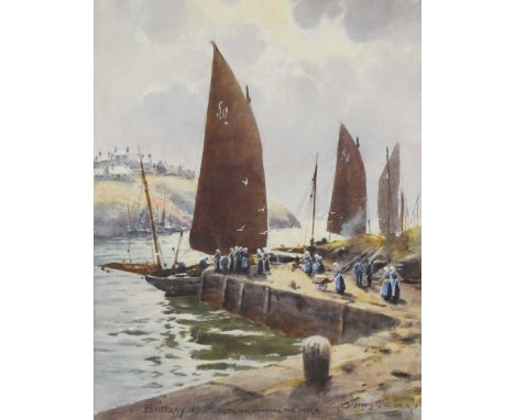 Warren Williams ARCA (1863-1941) Brittany signed lower right 'Warren Williams ARCA'titled and inscribed 'Sketch, Landing the 