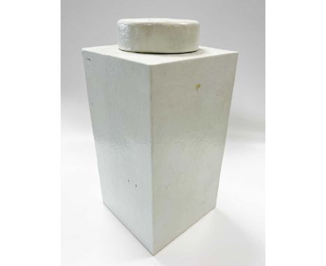 A Chinese white glazed porcelain Diana Cargo storage jar and cover, circa 1816, of square section, with flat cover 35cm highP