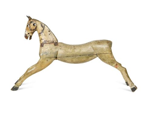 A painted model galloping horse, 19th century, with original paint52.5 x 87 x 15cmMultiple splits and losses, various areas o
