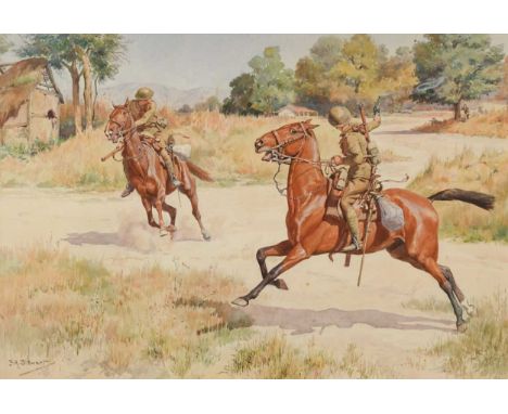 Frank Algernon Stewart (1877-1945) Cavalry skirmish, Second Boer Warsigned lower left 'F A Stewart'watercolour on paper32 x 4